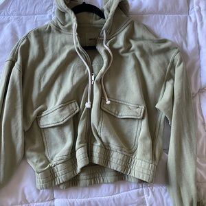 cropped full zip hoodie